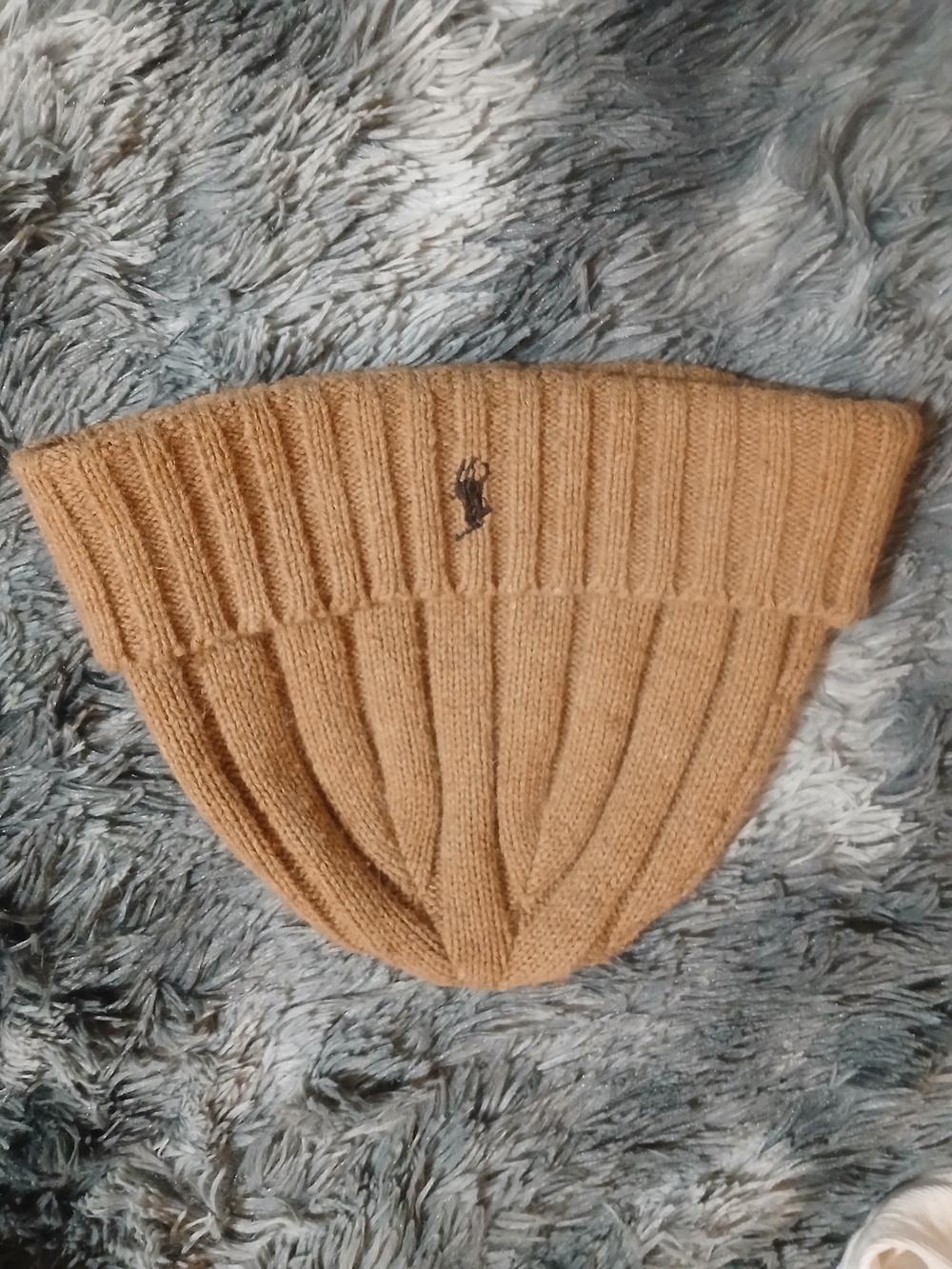 Ralph Lauren Ribbed Knit Beanie Hat - Tan